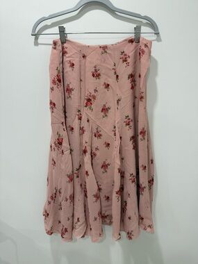 Reformation Rose Print Pink Circle Skirt